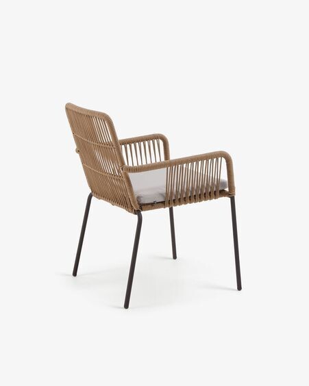 Silla Samanta de cuerda beige y patas de acero galvanizado