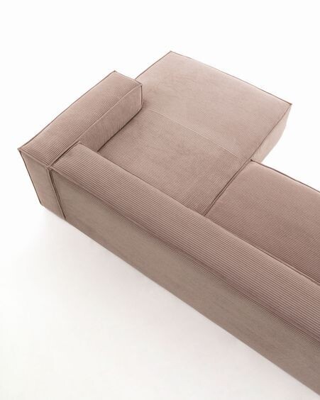 Sofá Blok 2 plazas chaise longue derecho pana gruesa rosa 240 cm