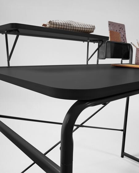 Escritorio Foreman melamina acabado negro patas de acero acabado negro 98 x 46 cm