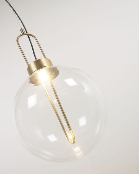 Lámpara de techo Edelweiss de cristal y metal con acabado dorado