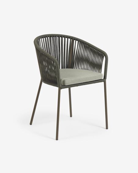 Silla Yanet de cuerda verde y patas de acero galvanizado