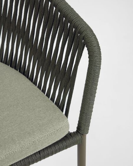 Silla Yanet de cuerda verde y patas de acero galvanizado