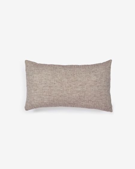 Funda de cojín Casilda de lino y algodón marrón 30 x 50 cm