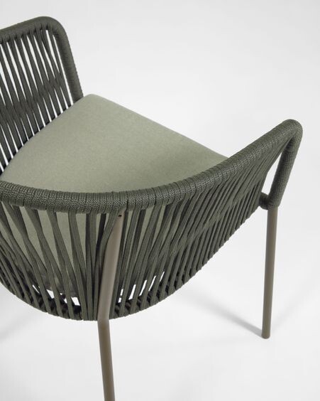 Silla Yanet de cuerda verde y patas de acero galvanizado