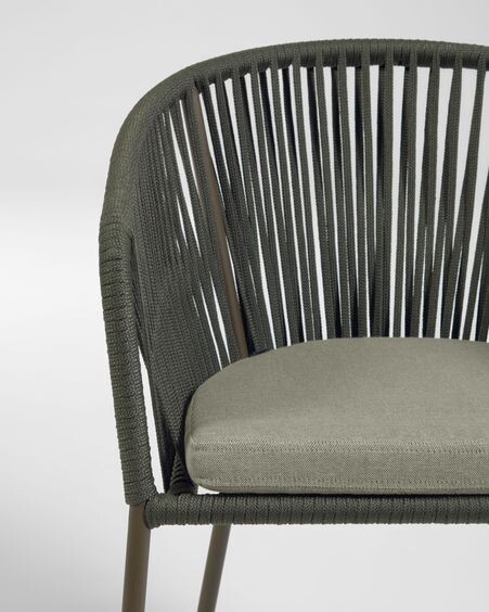 Silla Yanet de cuerda verde y patas de acero galvanizado