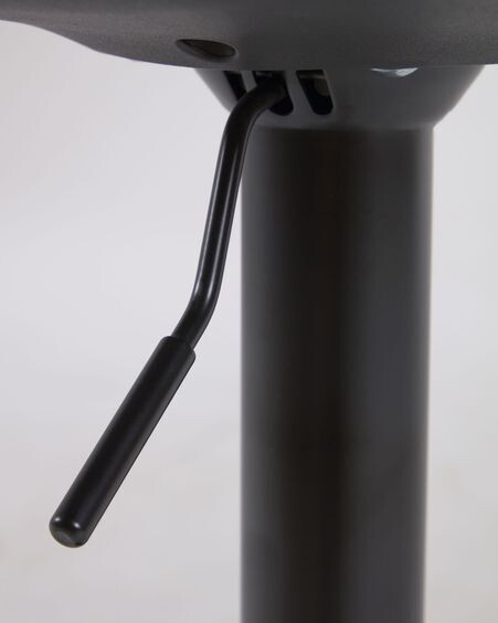 Taburete Orlando - T de piel sintética negro y acero negro mate 60-82 cm