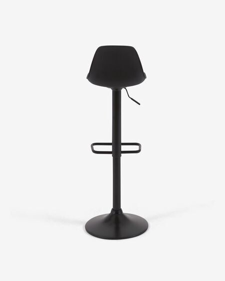 Taburete Orlando - T de piel sintética negro y acero negro mate 60-82 cm