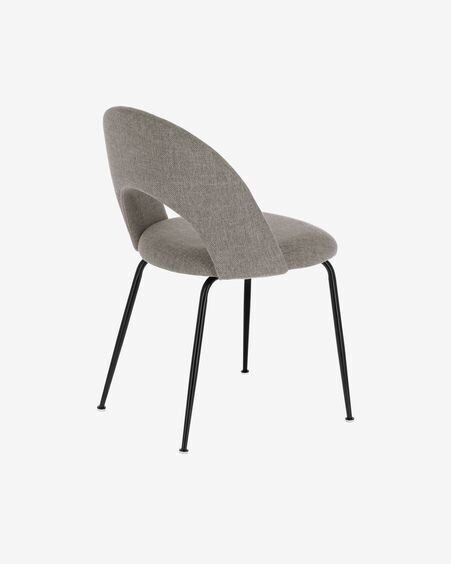 Silla Mahalia gris claro y patas de acero acabado pintado negro