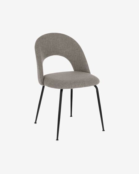 Silla Mahalia gris claro y patas de acero acabado pintado negro