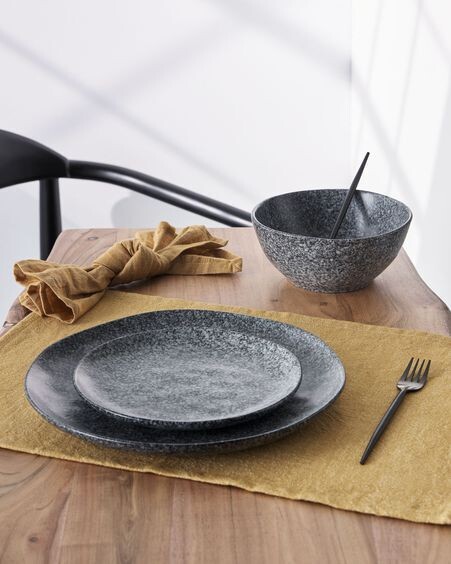 Plato de postre Airena de cerámica negro