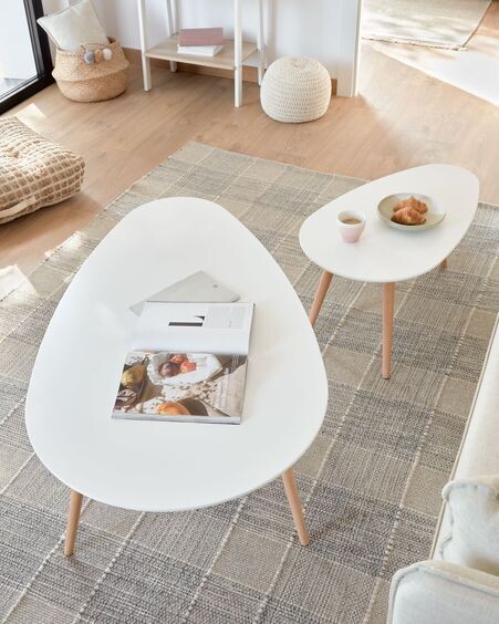 Set oval Kirb de 2 mesas auxiliares blanco