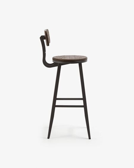 Taburete Rihana de madera maciza de bambú y acero altura 78 cm