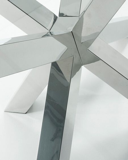 Mesa Argo de cristal y patas de acero inoxidable 180 x 100 cm