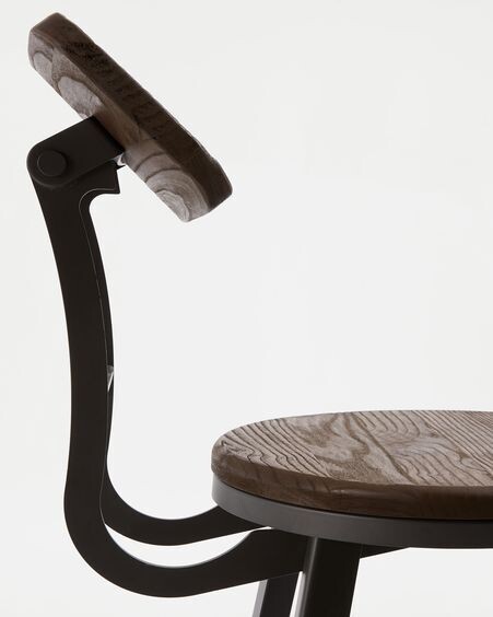 Taburete Rihana de madera maciza de bambú y acero altura 78 cm