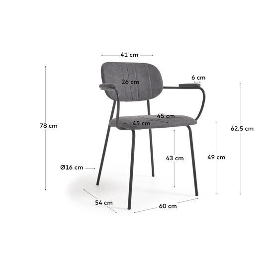 Silla Auxtina gris oscuro y metal negro