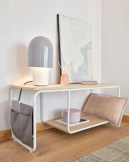 Mueble TV Yamina de melamina y acero con acabado pintado blanco 110 x 46 cm