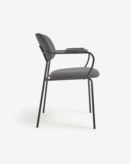 Silla Auxtina gris oscuro y metal negro