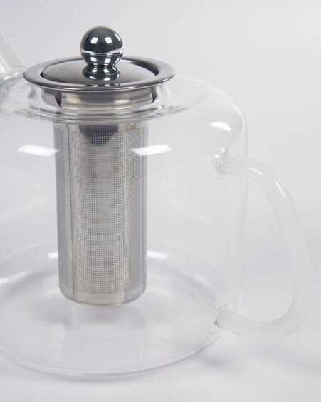 Tetera Laude de vidrio transparente y blanco