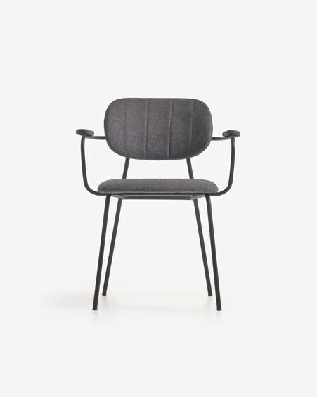 Silla Auxtina gris oscuro y metal negro