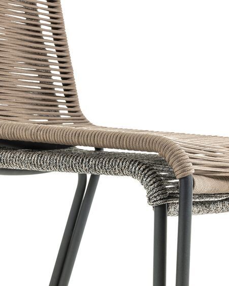 Silla Lambton de cuerda negra y acero con acabado negro