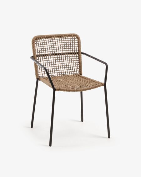Silla Ellen de cuerda beige  y acero galvanizado