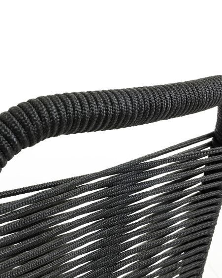 Silla Lambton de cuerda negra y acero con acabado negro