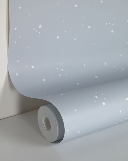 Papel pintado Ludmila azul con estampado de estrellas blanco 10 x 0,53 m FSC MIX Credit