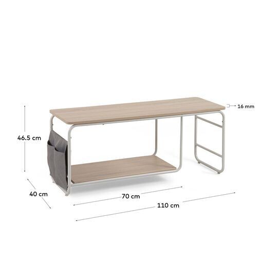 Mueble TV Yamina de melamina y acero con acabado pintado blanco 110 x 46 cm
