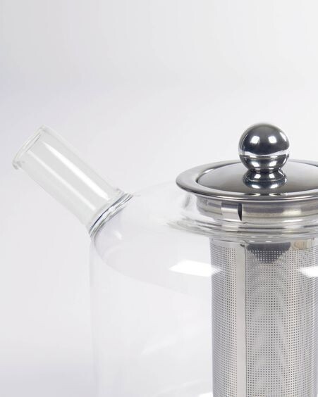 Tetera Laude de vidrio transparente y blanco
