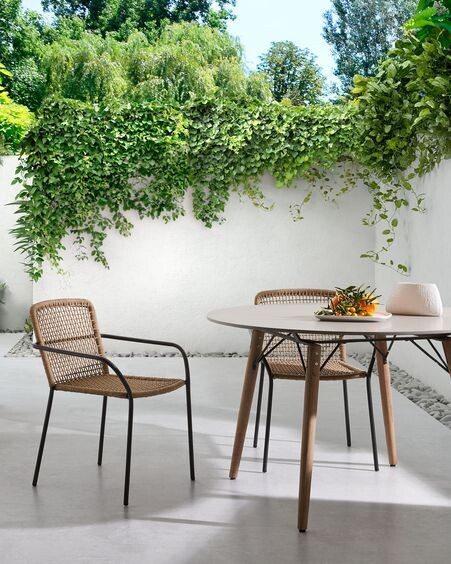 Silla Ellen de cuerda beige  y acero galvanizado