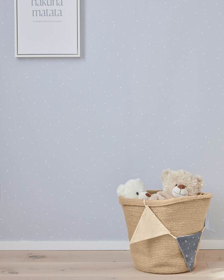 Papel pintado Ludmila azul con estampado de estrellas blanco 10 x 0,53 m FSC MIX Credit