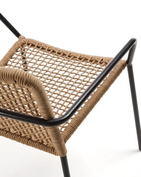 Silla Ellen de cuerda beige  y acero galvanizado