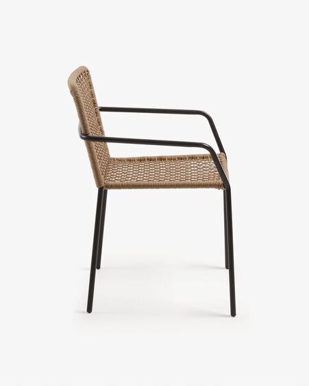 Silla Ellen de cuerda beige  y acero galvanizado