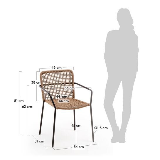 Silla Ellen de cuerda beige  y acero galvanizado