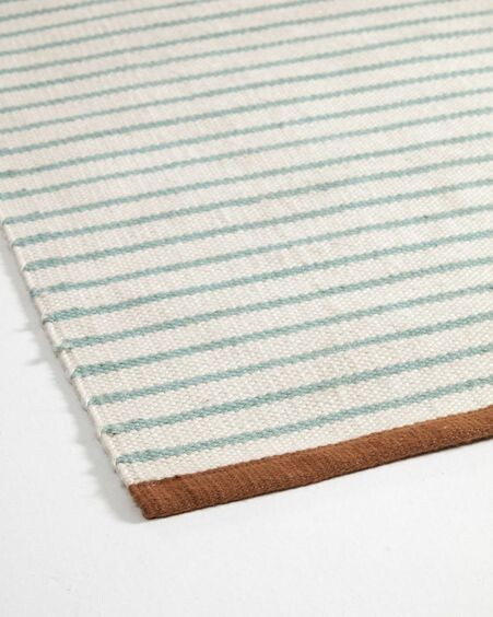Alfombra exterior Catiana de PET rayas verde 60 x 90 cm
