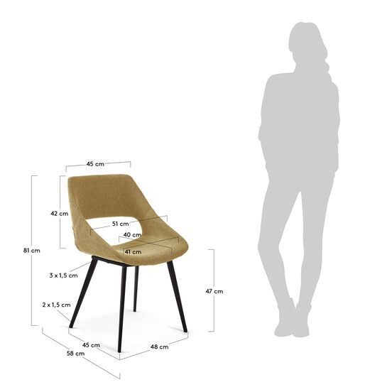 Silla Hest mostaza y patas de acero con acabado negro