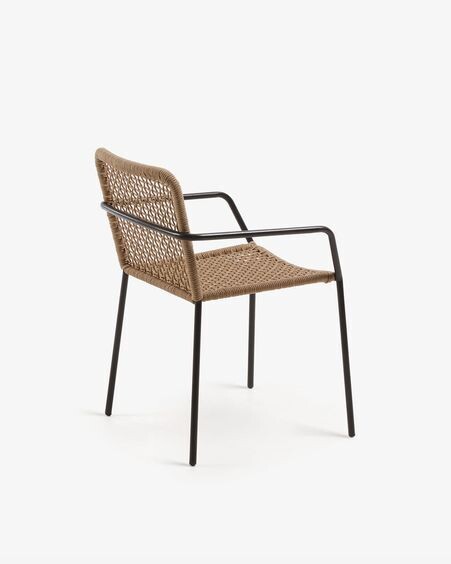 Silla Ellen de cuerda beige  y acero galvanizado