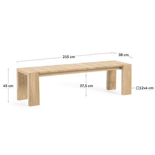 Banco de exterior Victoire de madera maciza de teca 215 cm