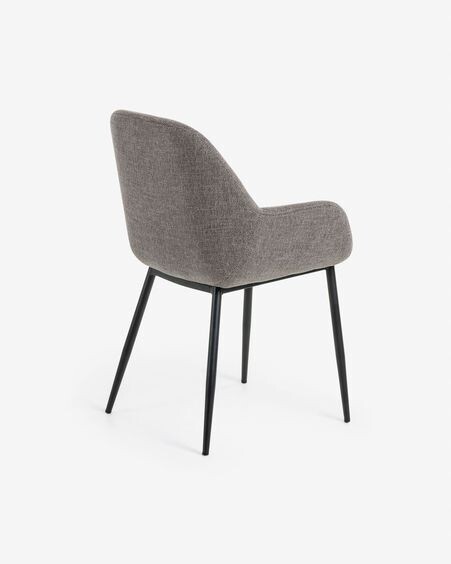 Silla Konna gris claro y patas de acero acabado pintado negro