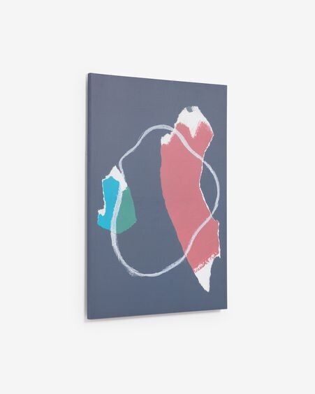 Lienzo abstracto Zoeli azul y rojo 60 x 90 cm