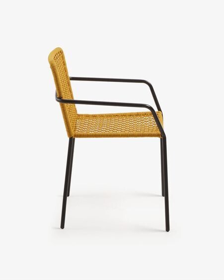 Silla Ellen de cuerda mostaza y acero galvanizado