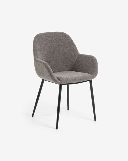 Silla Konna gris claro y patas de acero acabado pintado negro
