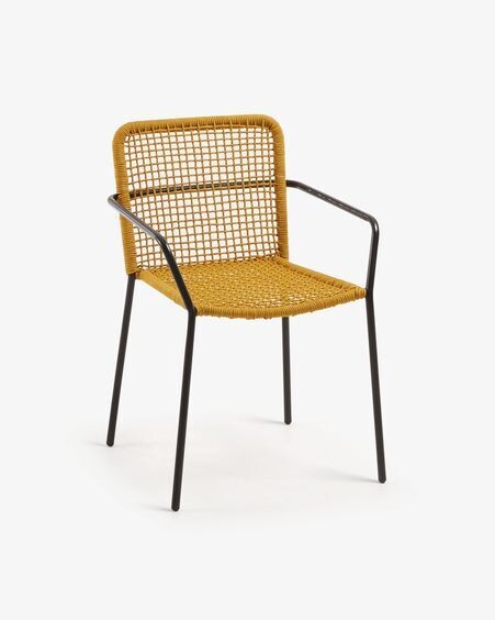 Silla Ellen de cuerda mostaza y acero galvanizado