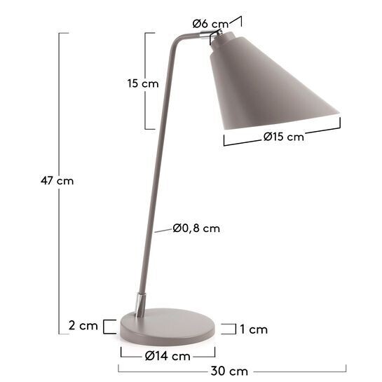 Lámpara de mesa Tipir de acero con acabado gris