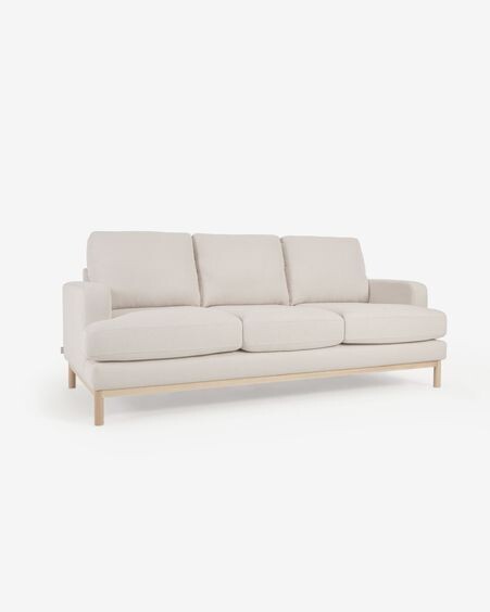 Sofá Mihaela 3 plazas de borrego blanco 203 cm