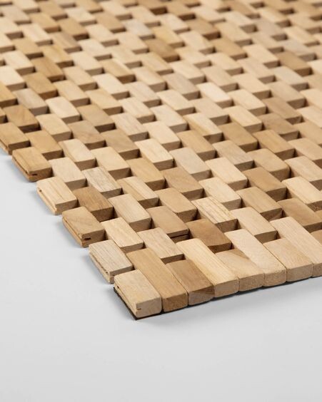 Alfombra de baño Azuray de madera maciza de teca 40 x 60 cm