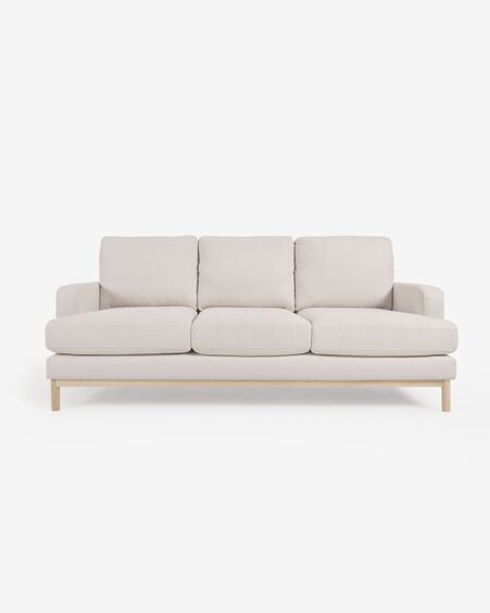 Sofá Mihaela 3 plazas de borrego blanco 203 cm