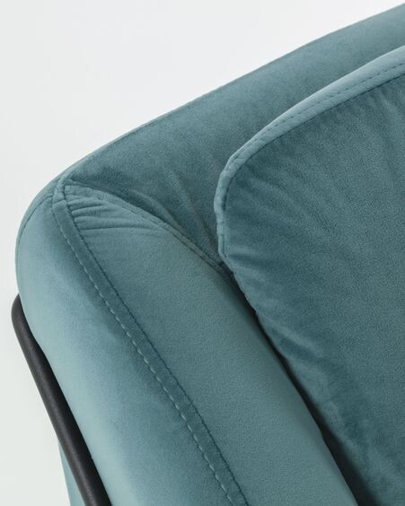 Sofá Brida 2 plazas terciopelo turquesa 128 cm