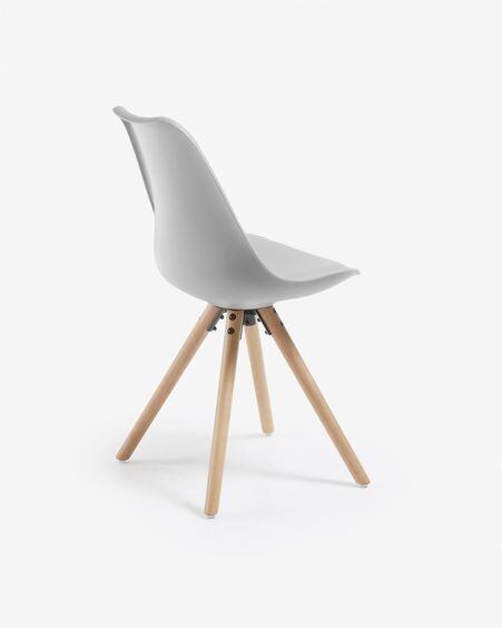 Silla Ralf gris y patas de madera maciza de haya