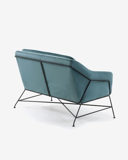Sofá Brida 2 plazas terciopelo turquesa 128 cm